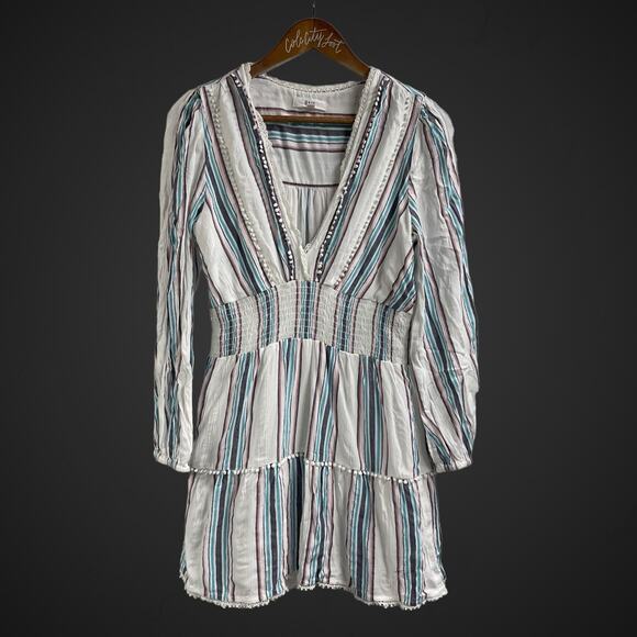 Anthropologie Dresses & Skirts - Rahi Long Sleeve Striped Dress Medium White Blue Pink Anthropologie